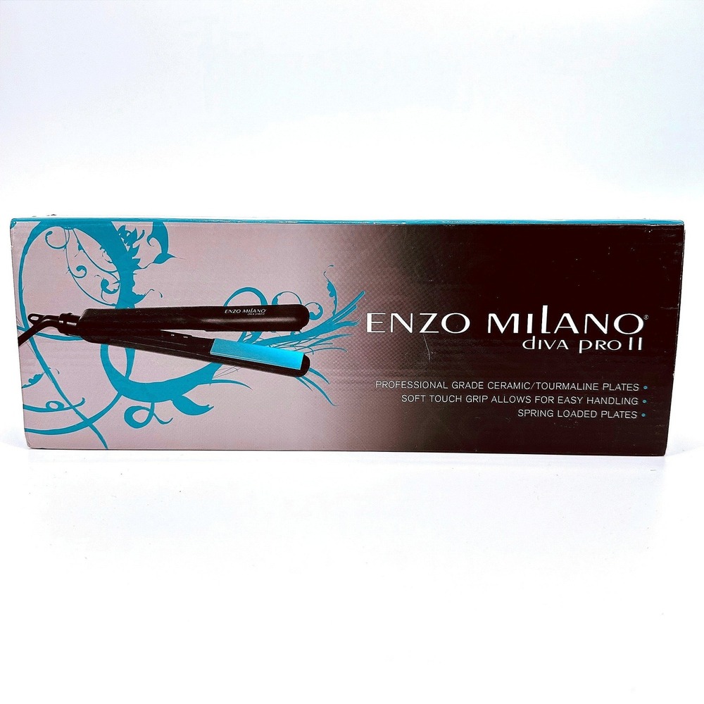 Enzo Milano Diva Pro II 1 Inch Ceramic‎ Tourmaline Flat Iron EMDPFII Black Teal